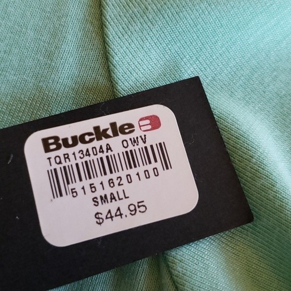 Buckle boutique Mint Green Blouse with Accent Beading Cut-out Back Soft S NWT7 - Picture 7 of 8